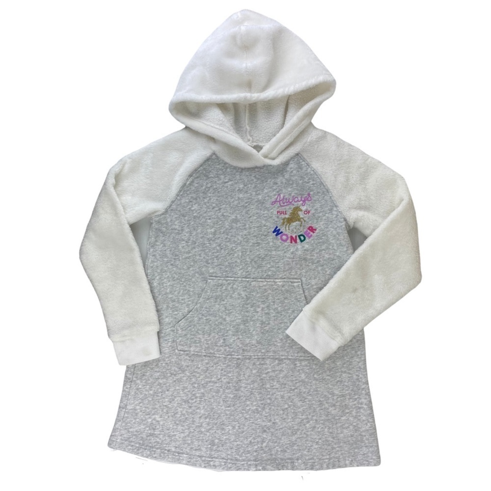 Jumping Beans All Day Play Sweatshirt Hooded Fleece Dress, Unicorn, Size 5